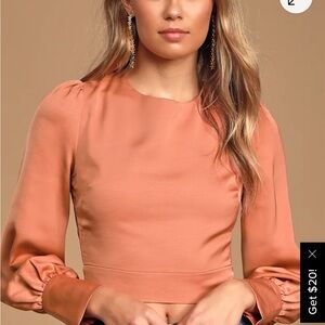 Lulu's Terracotta Long Sleeve Blouse